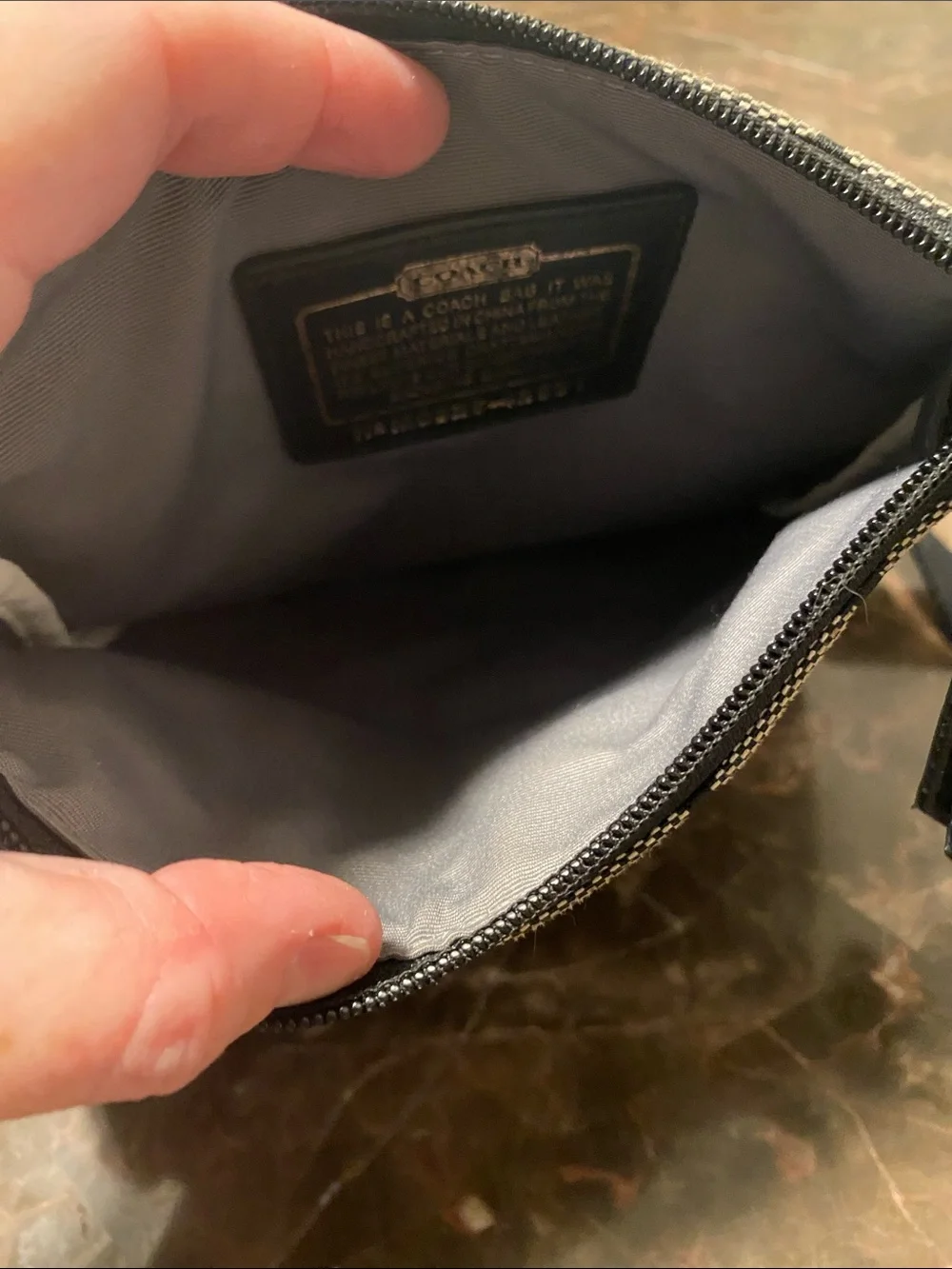 Coach Gray and Black Signature Monogram Messenger Bag